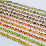 16 Feet Gold Plated Brass Rainbow Oil Dripping Chain, Enamel Paint Chain, For Necklace Bracelet Jewelry Making, Wholesale Supply PJ499