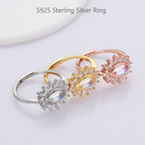 S925 Sterling Silver Marquise Moonstone Ring Zircon Ring, Dainty Healing Crystal Jewelry Ring SS231