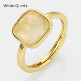 Gold Square Gemstone Ring, Adjustable Ring, Fashion Jewelry WX2208