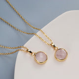 16" Gold Plated Round Austrlian Jade Amazonite Moonstone Faceted Pendant Necklace G2057-N