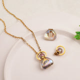 Gold Plated Triangle AB White Titanium Quartz Perfume Bottle Pendant & Necklace, Healing Crystal Jewelry G2065