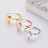 S925 Sterling Silver Diamond Natural Moonstone Faceted Ring, Adjustable, Healing Crystal Stone Jewelry Ring SS241RG