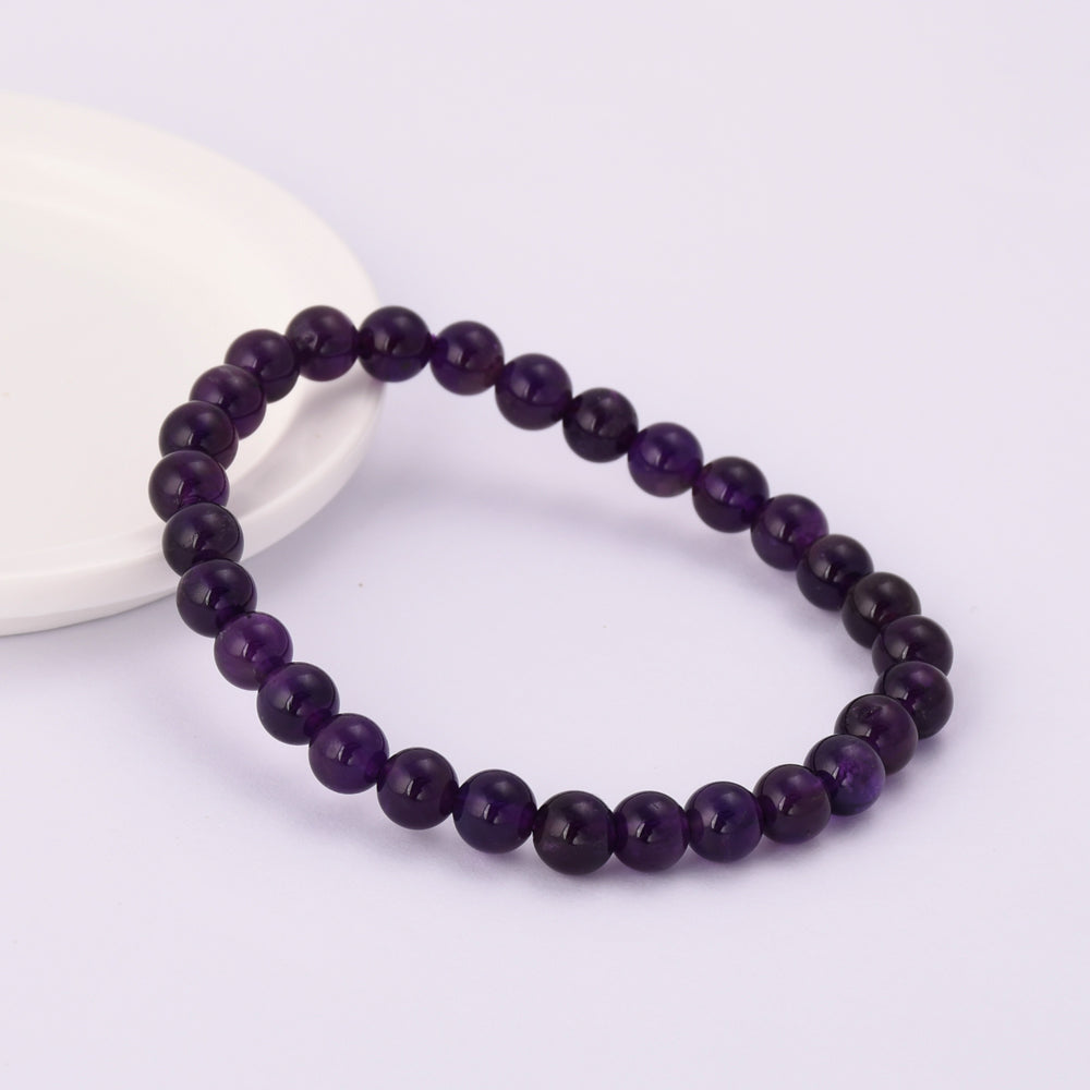 6mm Natural Amethyst Rose Quartz Bead Bracelet HD0349