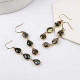 Teardrop Gold Plated Briolette Natural Labradorite Dangle Earrings Faceted Crystal Gemstone Earrings G2086