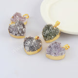 Gold Plated Heart Natural Colors Agate Druzy Pendant G2019