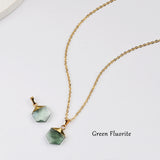 18"  Gold Plated Hexagon Rainbow Gemstone Faceted Pendant Necklace G2072-N