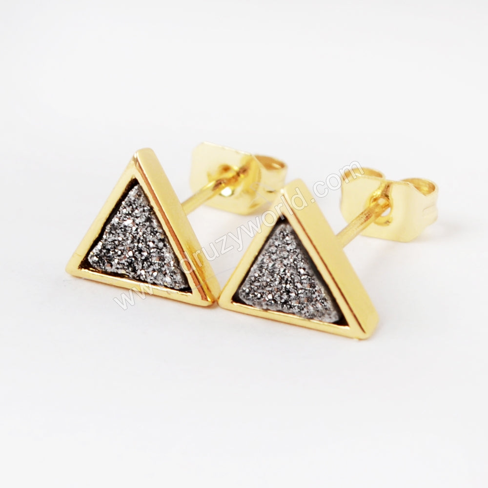silver studs with gold plating