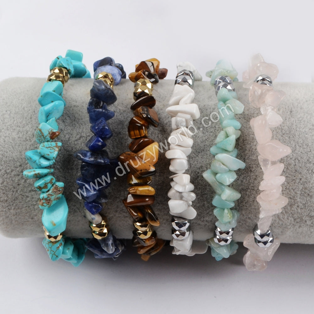 multi-kind stone beads bracelet bangle