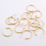 50Pcs Gold Plated Brass 20mm Earring Hoop Findings, Simple Round Ear Wire, DIY Making Jewelry PJ388
