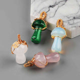 Small Mushroom Crystal Gemstone Pendant Wire Wrap Healing Crystal Stone Jewelry WX2121