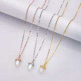 18" of 925 Sterling Silver Hexagon Natural Moonstone Faceted Necklace, CZ Micro Pave Neckalce SS237