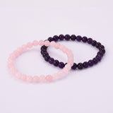 6mm Natural Amethyst Rose Quartz Bead Bracelet HD0349