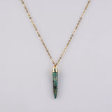 Gold Plated Cap Copper Turquoise Spike Charm Turquoise Gemstone Stick Pendant Bar Pendant ZG0468