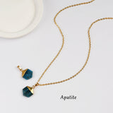 18"  Gold Plated Hexagon Rainbow Gemstone Faceted Pendant Necklace G2072-N