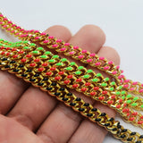 16 Feet Gold Plated Brass Rainbow Oil Dripping Chain, Enamel Paint Chain, For Necklace Bracelet Jewelry Making, Wholesale Supply PJ499