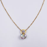 Gold Plated Small AB White Quartz Perfume Bottle Pendant & Necklace, Healing Crystal Jewelry G2067