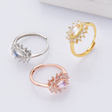 S925 Sterling Silver Marquise Moonstone Ring Zircon Ring, Dainty Healing Crystal Jewelry Ring SS231