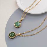 16" Gold Plated Round Austrlian Jade Amazonite Moonstone Faceted Pendant Necklace G2057-N