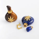 Gemstone Quartz Perfume Essence Oil Bottle 18K Gold Connector G1943