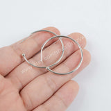20 Pcs Silver Plated Brass 30mm 35mm Hoop Earring Findings No Ear Backs Circle Round Earrings DIY Making Jewelry PJ246