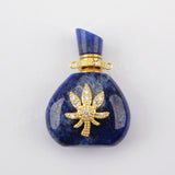 Gemstone Quartz Perfume Essence Oil Bottle 18K Gold Connector G1943