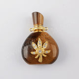 Gemstone Quartz Perfume Essence Oil Bottle 18K Gold Connector G1943