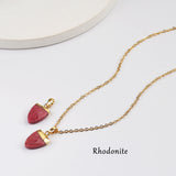 18" Gold Plated Gemstone Shield Shape Faceted Pendant Necklace G2071-N