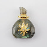 Gemstone Quartz Perfume Essence Oil Bottle 18K Gold Connector G1943