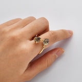 Adjustable Gold Plated Claw Raw Herkimer Quartz Ring, Healing Crystal Stone Ring Jewelry ZG0500