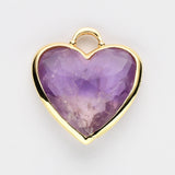 Gold Plated Heart Multi Natural Gemstone Pendants, Faceted Crystal Quartz Pendant WX2179