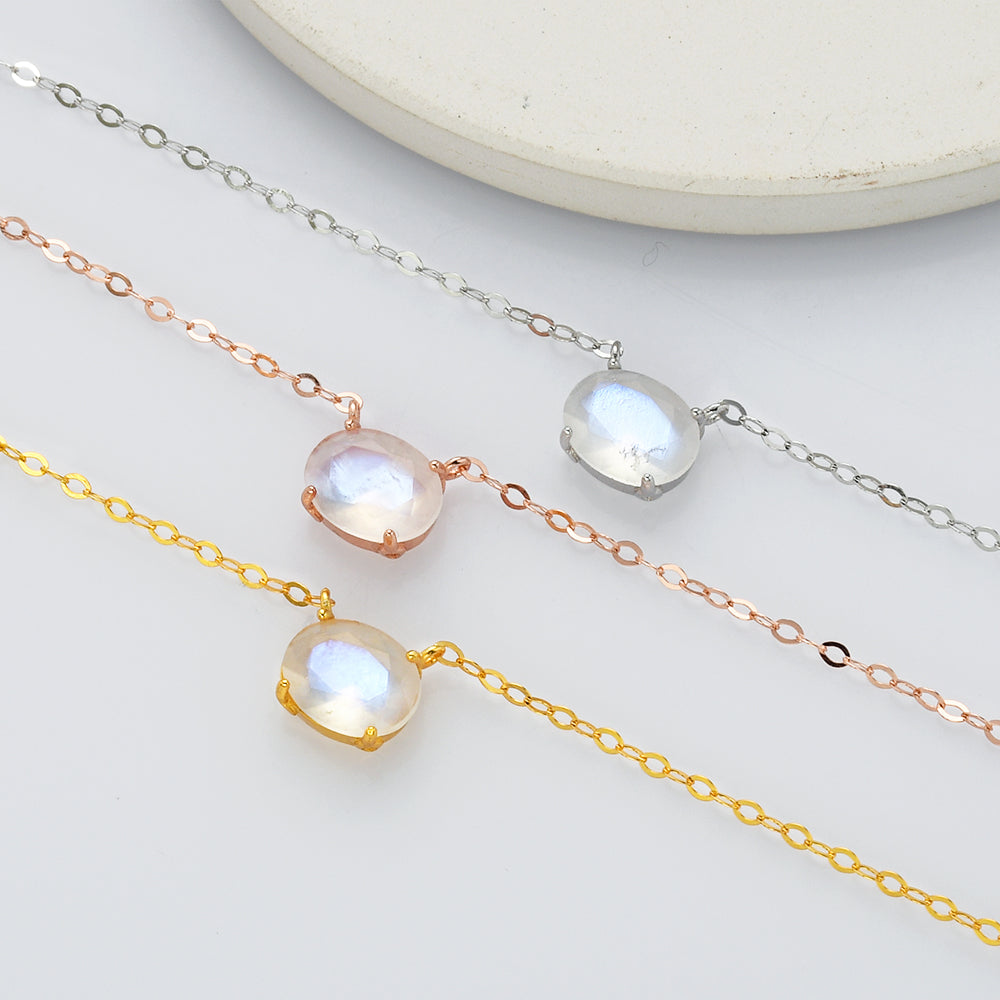 gold/silver/rose gold  moonstone necklace