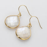Gold Plated Natural Labradorite Faceted Dangle Earrings, Moonstone Teardrop Earrings G2096