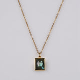 Rectangle Gold Bezel Briolette Gemstone Pendant Natural Labradorite Moonstone Copper Turquoise Healing Crystal Pendants Necklace ZG0472