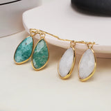Gold Plated Drop Moonstone Rose Quartz Amazonite Faceted Dangle Earrings G2059