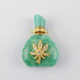 Gemstone Quartz Perfume Essence Oil Bottle 18K Gold Connector G1943