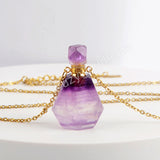 Genuine Colorful Fluorite Perfume Bottle Necklace Gold PB001-N