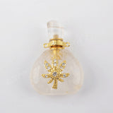 Gemstone Quartz Perfume Essence Oil Bottle 18K Gold Connector G1943