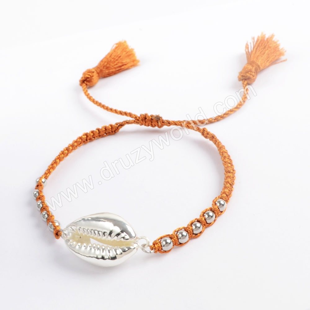Narural Cowrie Shell Weave Rope Adjustable Bracelet Gift For Her Friendship Bracelet HD0011