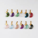 Crescent Moon Gemstone Hoop Earrings Healing Crystal Moon Earrings Jewelry AL443