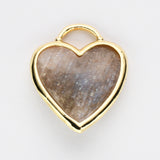 Gold Plated Heart Multi Natural Gemstone Pendants, Faceted Crystal Quartz Pendant WX2179