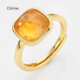 Gold Square Gemstone Ring, Adjustable Ring, Fashion Jewelry WX2208