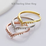 925 Sterling Silver CZ Ring, Adjustable Size, Fashion Jewelry Zircon Ring SS245