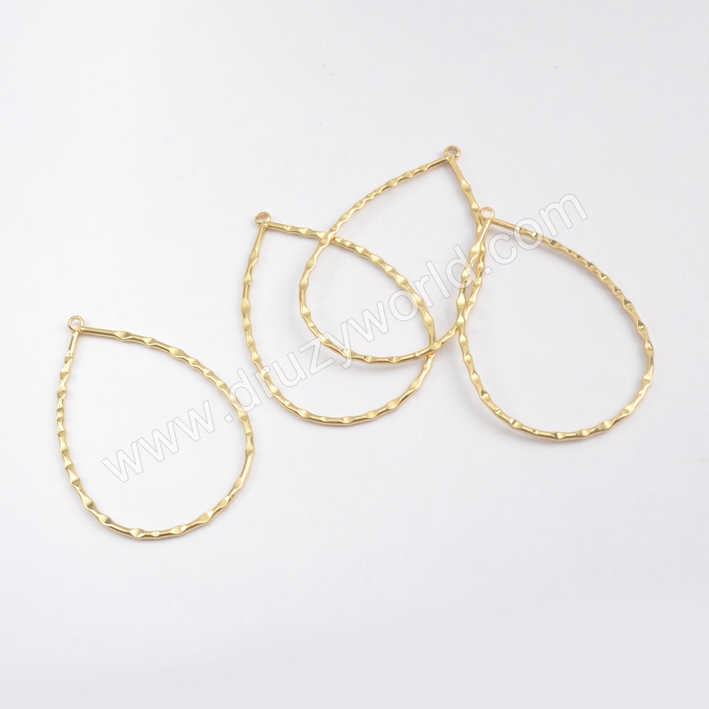 10 Pcs Big Gold Plated Brass Teardrop Charm Findings PJ250