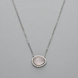 15" S925 Sterling Silver Prong Faceted Aquamarine Moonstone Crystal Necklace, CZ Micro Pave, Gemstone Dainty Jewelry Necklace SS228NS