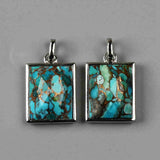 Rectangle Silver Bezel Briolette Gemstone Pendant Natural Labradorite Moonstone Copper Turquoise Healing Crystal Pendants Necklace ZS0472