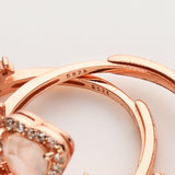 S925 Sterling Silver - Rose Gold CZ Crown Gemstone Heart Ring, Healing Crystal Jewelry SS210RR