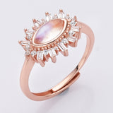 S925 Sterling Silver Marquise Moonstone Ring Zircon Ring, Dainty Healing Crystal Jewelry Ring SS231