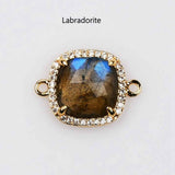 5 pcs Square Gold Plated Claw Gemstone Faceted CZ Micro Pave Connector briolette crystal stone charms WX2092