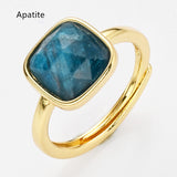 Gold Square Gemstone Ring, Adjustable Ring, Fashion Jewelry WX2208