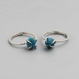 S925 Sterling Silver Claw Rainbow Raw Gemstone Ring, Healing Crystal Stone Ring, Adjustable SS204